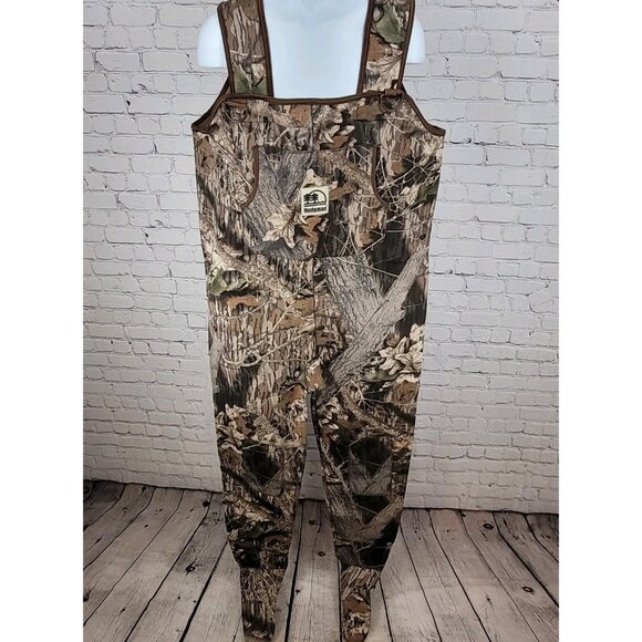 Hodgman Brown Mossy Oak Camo Neoprene Footed Hunting Overalls Bibbed Pants XXL - Picture 1 of 13